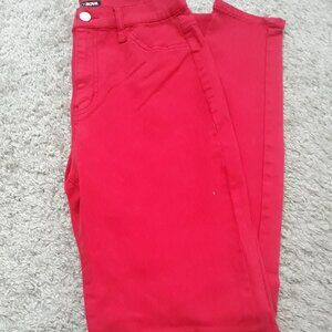 Red fashion nova skinny jeans